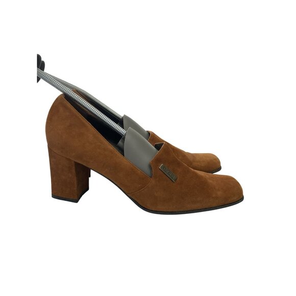 Versani Women's Size 7 Brown Suede Block Heel pumps Made In Italy - Picture 4 of 7